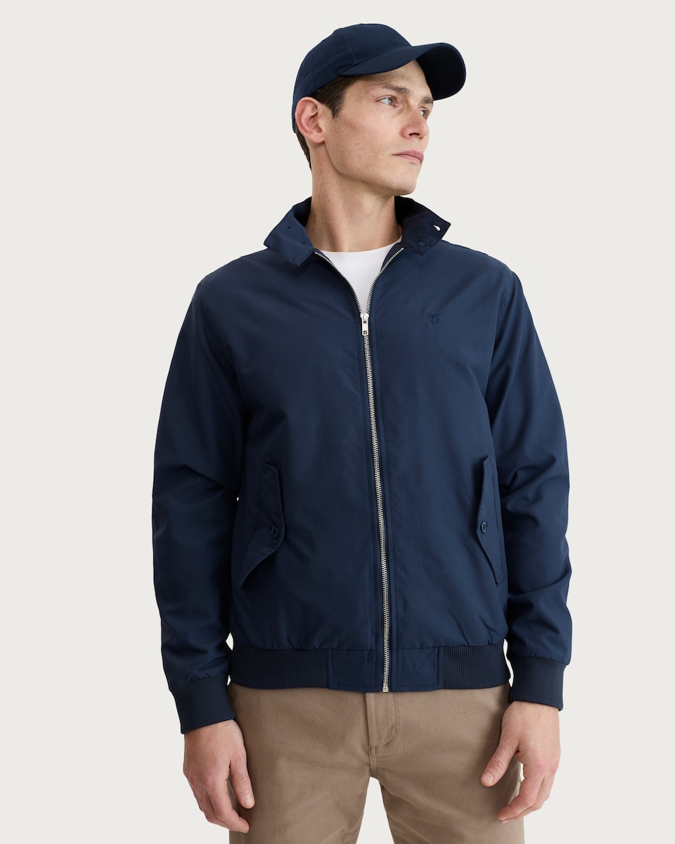 image 1 of Peter Werth High Neck Zip Up Jacket in Navy