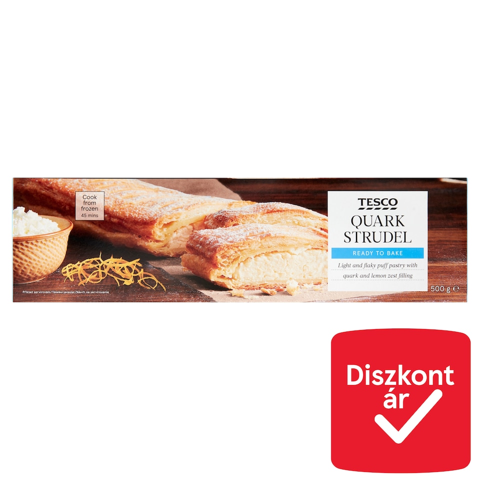 Tesco gyorsfagyasztott, leveles rétes citromhéjjal ízesített túrós töltelékkel 500 g
