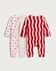 image 2 of F&F Baby 3-Pack Cotton Rich Ribbed Heart and Wave Print Sleepsuits in Red