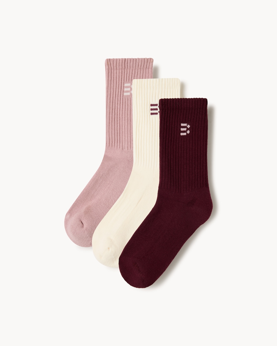 F&F Active 3-Pack Cotton Rich Ribbed Ankle Socks in Pink