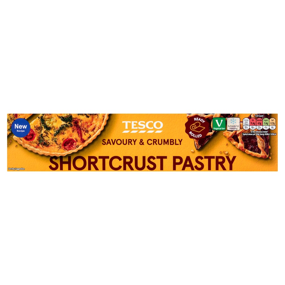 Tesco Savoury and Crumbly Shortcrust Pastry 475g.