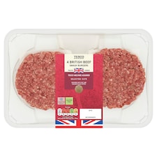 Tesco 4 Smash Burger 340g