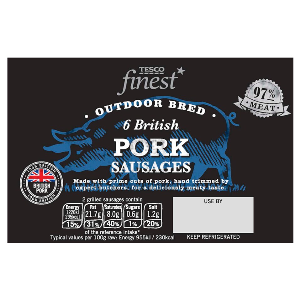 Tesco Finest 6 Traditional Pork Sausages 454G