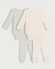 image 2 of F&F Baby 2-Pack Pure Cotton Wrap Bodysuits and Footed Leggings Sets in White