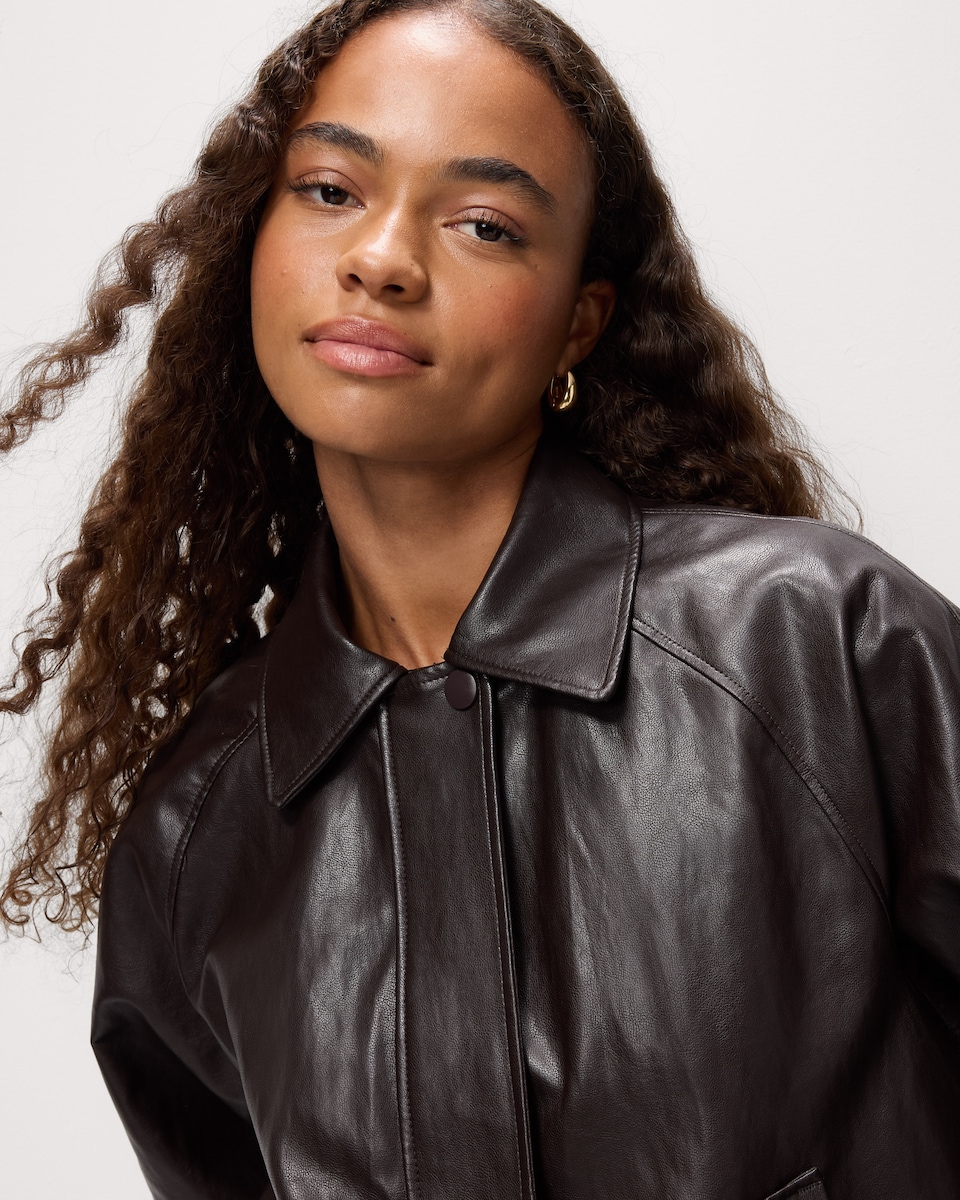 image 1 of OH ME OH MY Faux Leather Jacket in Chocolate