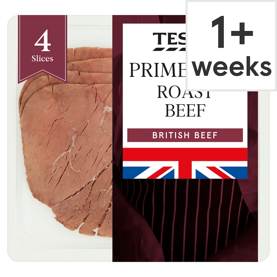 image 1 of Tesco 4 Roast Beef Slices 100G