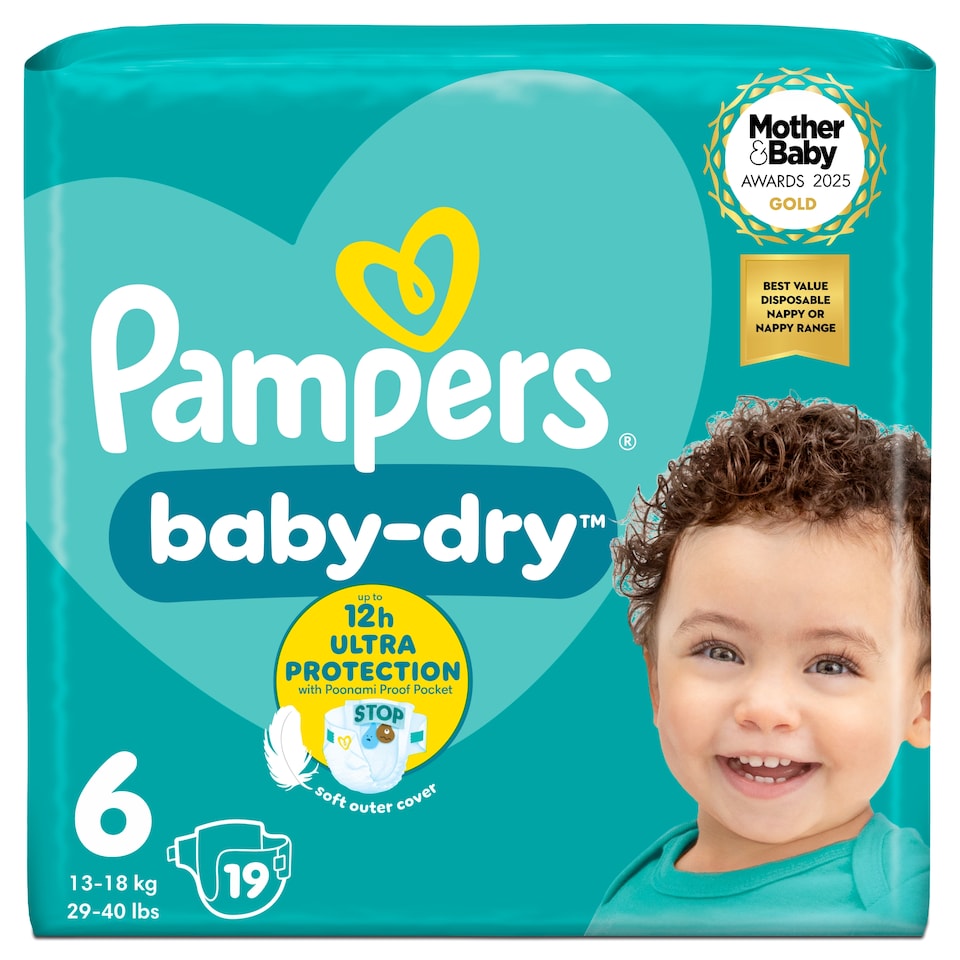 image 1 of Pampers Baby Dry Size 6 Carry Pack 19 Nappies