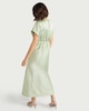 image 3 of F&F Satin V Neck Midi Dress in Green
