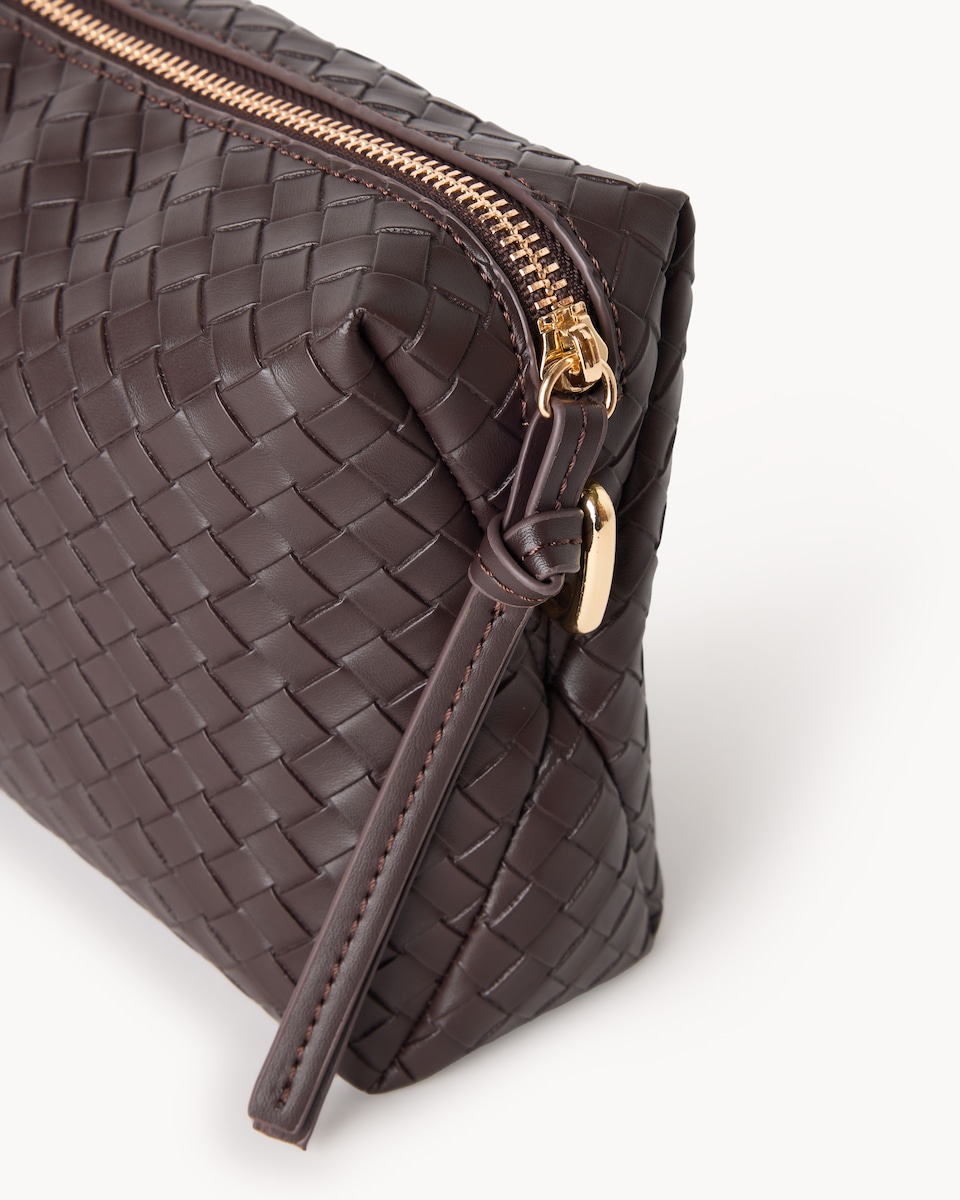 image 1 of SACHA Woven Crossbody Bag in Brown