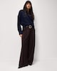 image 2 of F&F Pleated Wide Leg Belted Trousers in Chocolate