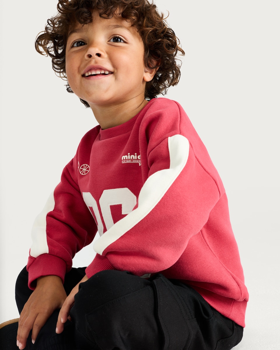 image 1 of F&F Boys Cotton Rich Mini Champs 86 Sweatshirt in Red
