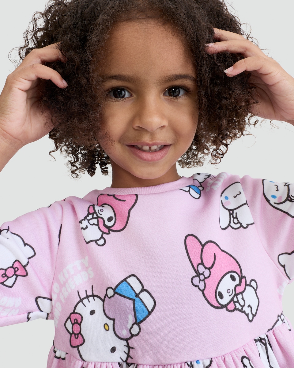 image 1 of Hello Kitty Cotton Rich Sweater Dress in Pink