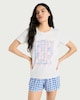 image 2 of F&F Pure Cotton Cocktail Short Pyjama Set in Multi Blue