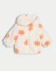 image 1 of F&F Baby Borg Textured Pumpkin Print Hooded Jacket in White