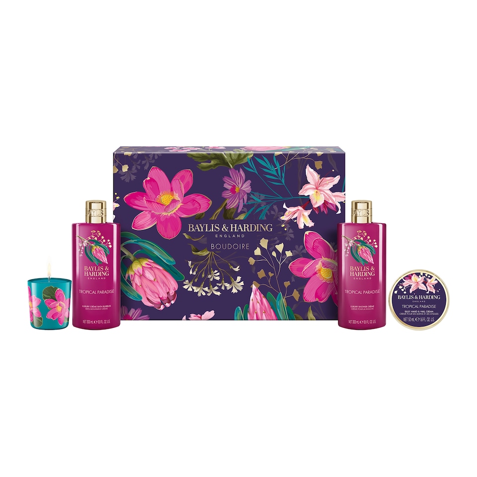 image 1 of Baylis & Harding Boudoire Gift Wrapped Candlelit Gift Set
