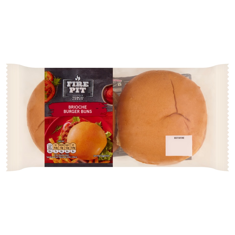 Tesco Fire Pit Brioche Burger Buns 260G