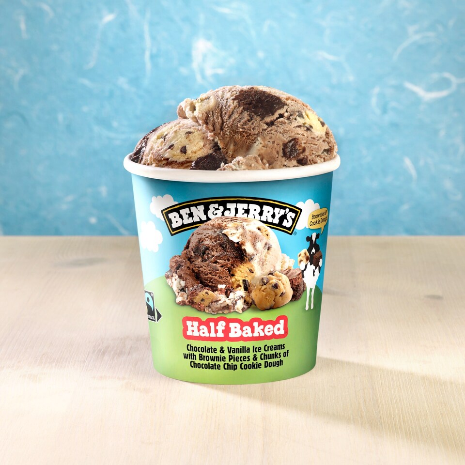 image 1 of Ben & Jerry's Half Baked Chocolate & Vanilla Ice Cream Tub 465ml