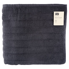 F&F Home Blue Charcoal Ribbed Bath Towel 70 cm x 130 cm
