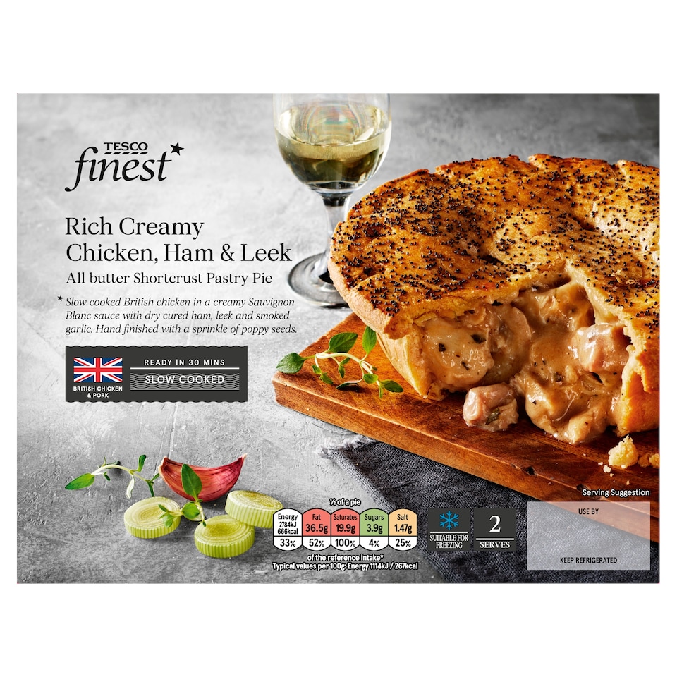Tesco Finest Chicken Ham & Leek Pie 500g