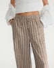 image 2 of F&F Linen Rich Striped Wide Leg Drawstring Trousers in Brown