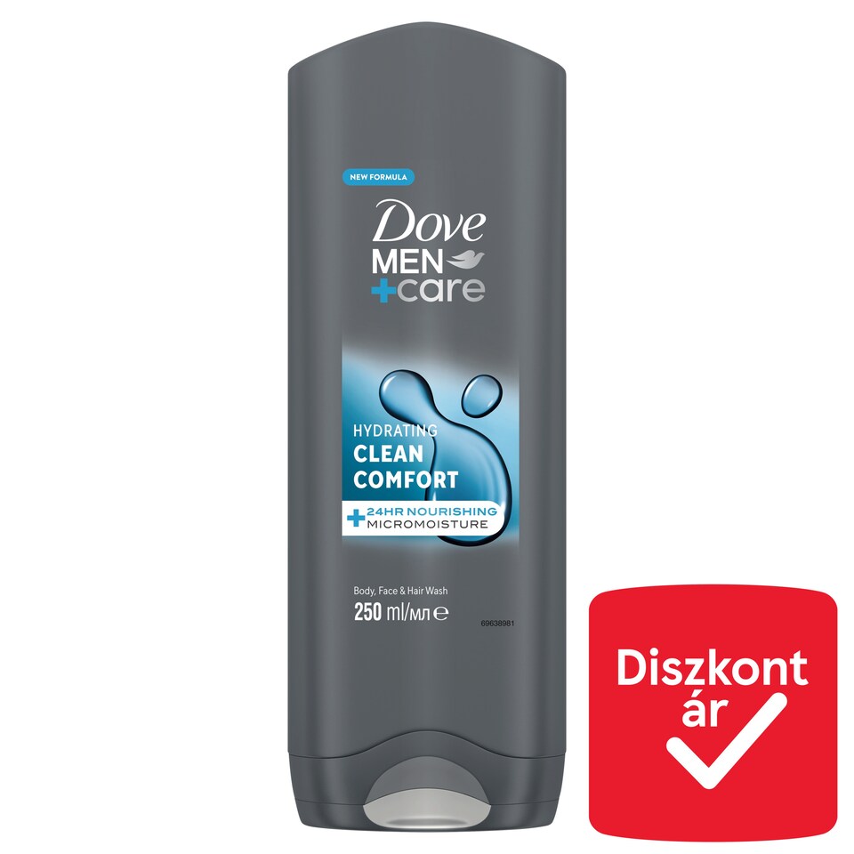 Dove Men+Care Hydrating Clean Comfort tusfürdő testre, arcra, hajra 250 ml