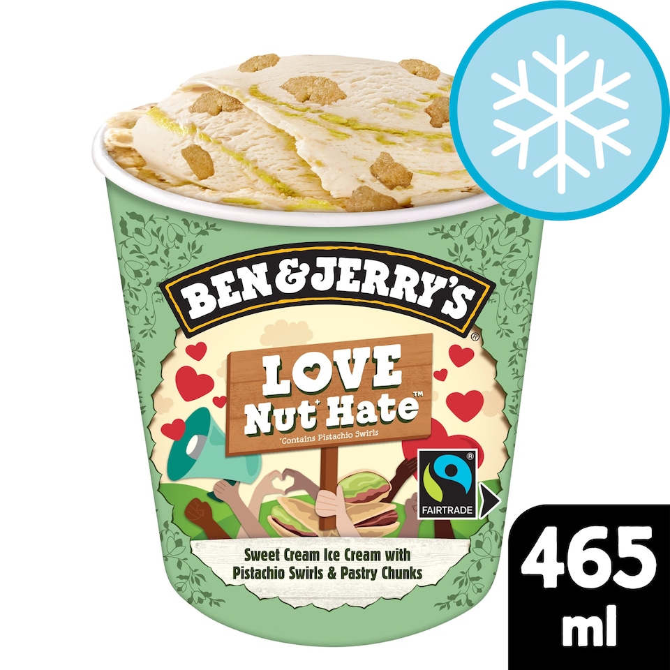 image 1 of BEN & JERRY'S Love Nut Hate Ice Cream Pistachio Swirls 465ml