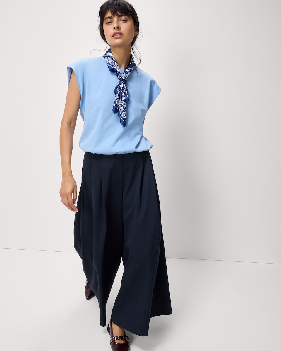 image 1 of F&F Pure Cotton Adjustable Hem Top in Blue