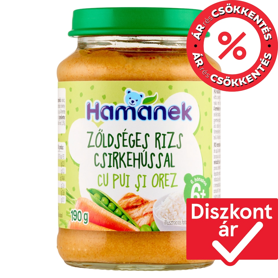Hamánek zöldséges rizs csirkehússal bébiétel 6+ hónapos kortól 190 g