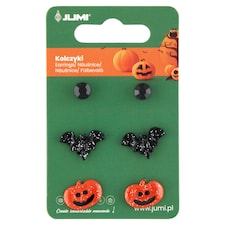 Jumi Pumpkin and Bat Earrings 3 pairs