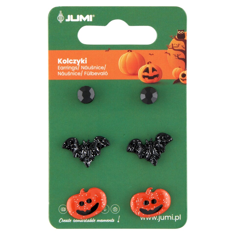 Jumi Pumpkin and Bat Earrings 3 pairs