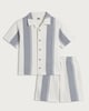 image 4 of F&F Boys 2-Piece Pure Cotton Textured Striped Shirt and Shorts Set in Cream