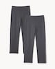 image 4 of F&F Girls School 2 Pack Cotton Rich Straight Leg Trousers in Grey