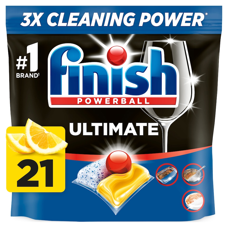 image 1 of Finish Ultimate All In One 21 Dishwasher Tablets Lemon 270.9g
