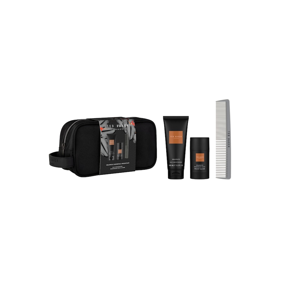 image 1 of Ted Baker Fusion Graphite Essentials Wash Bag Gift Set.