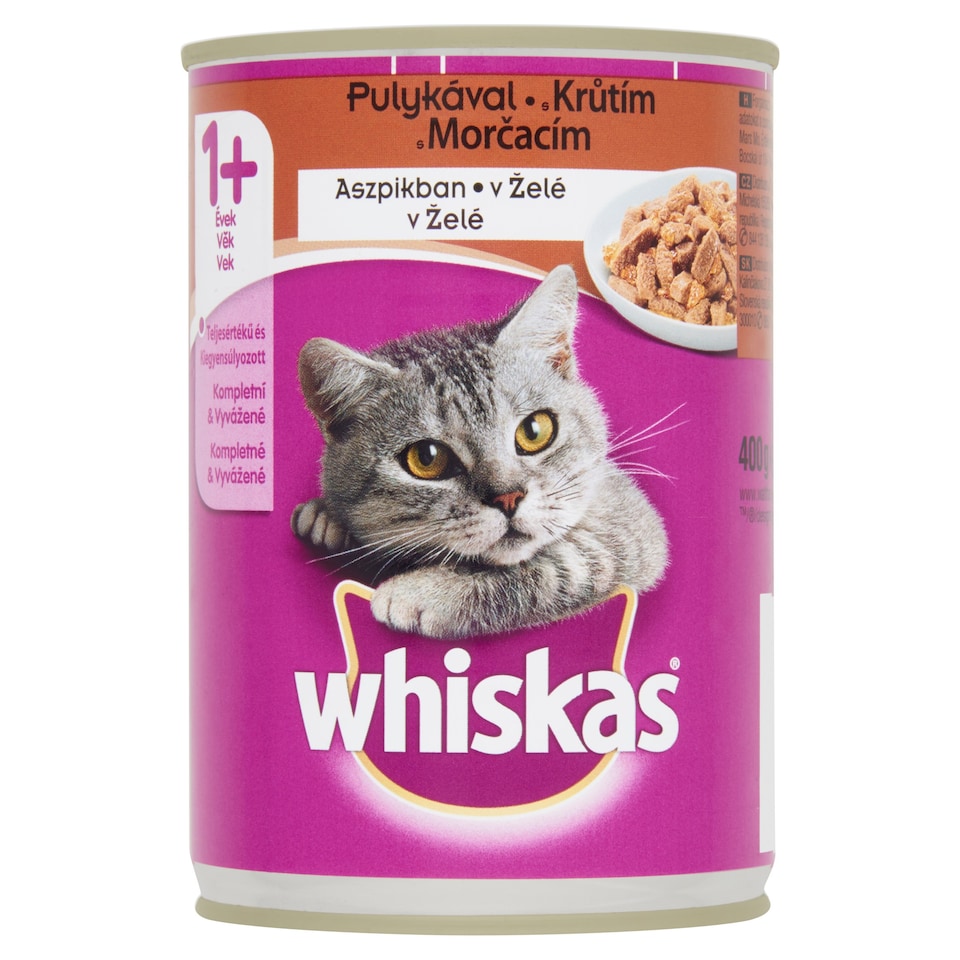Whiskas konzerv állateledel macskák számára pulykával aszpikban 400 g