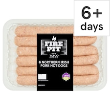 Tesco Fire Pit 6 Northern Irish Pork Hot Dogs 600g