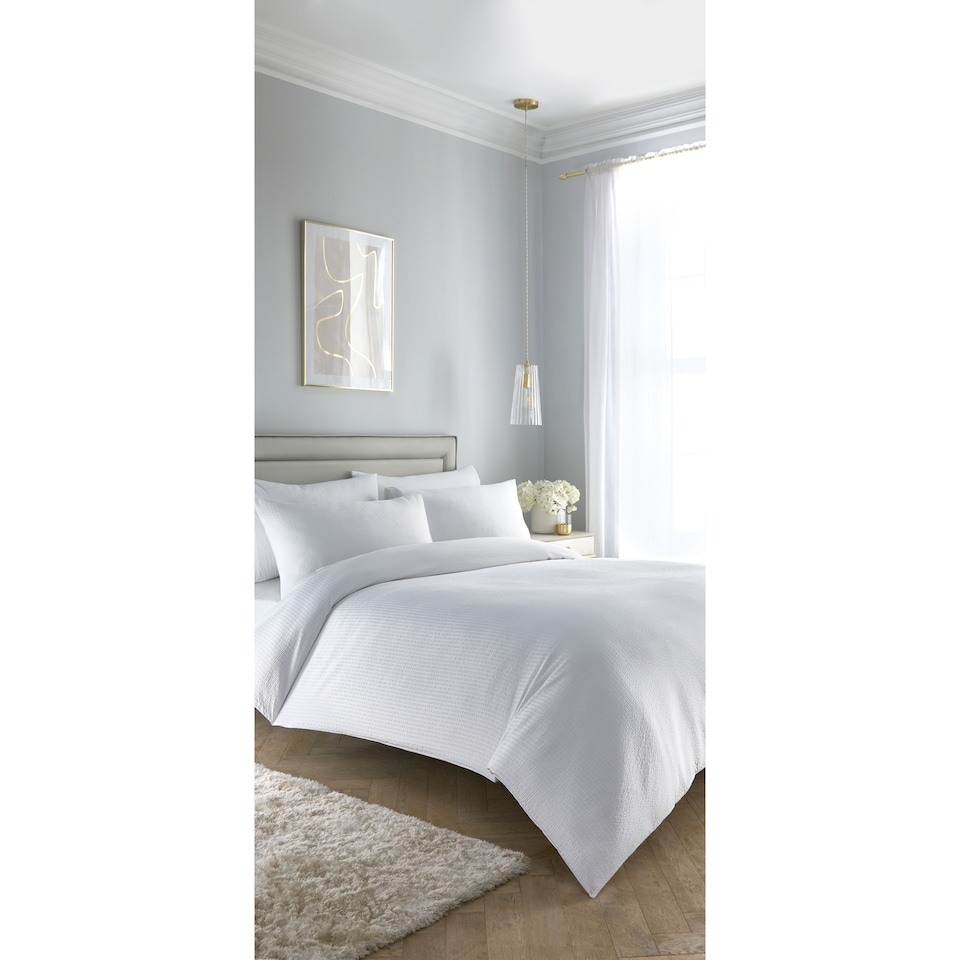 West Park White Seersucker Duvet Set Double