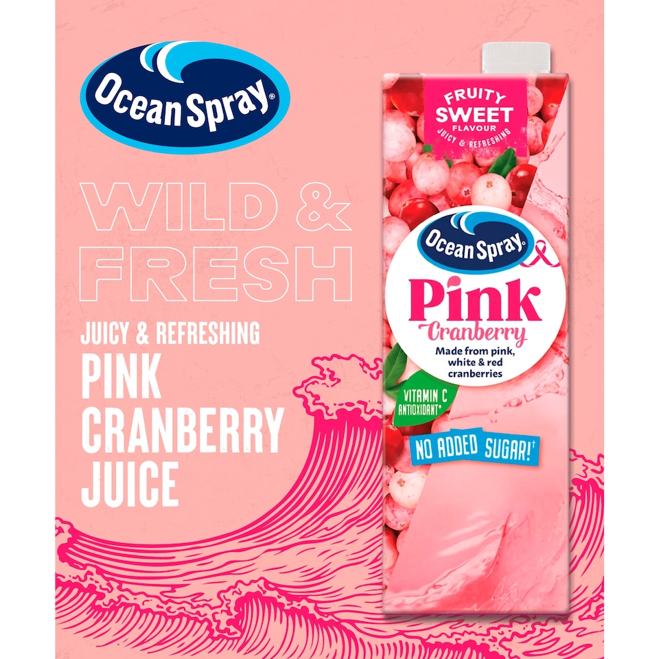 image 1 of Ocean Spray No Added Sugar Pink Cranberry Juice Drink 1 Litre
