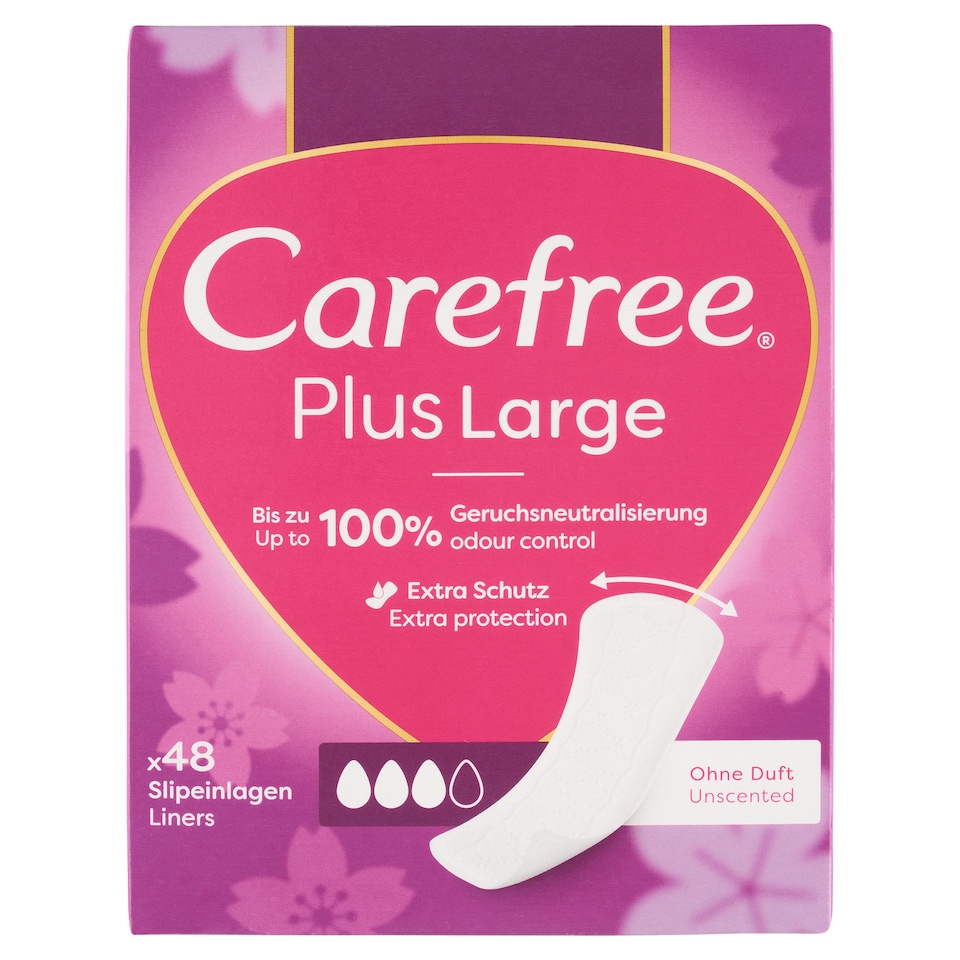 image 1 of Carefree Plus Large Unscented Panty Liners 48 pcs