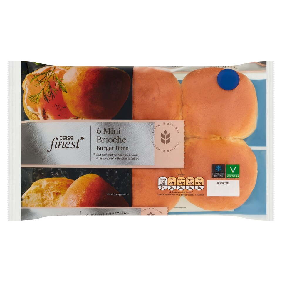 Tesco Finest Mini Brioche Burger Buns 6 Pack