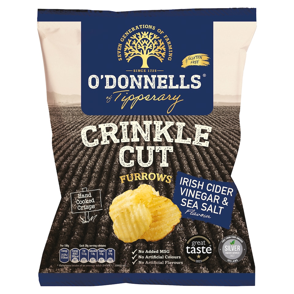 Odonnells Furrow Crinkle Cut Cider Vinegar And S/Slt125g
