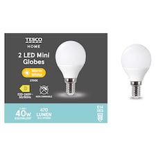 Tesco Led Mini Globe 40W SES Warm White 2 Pack
