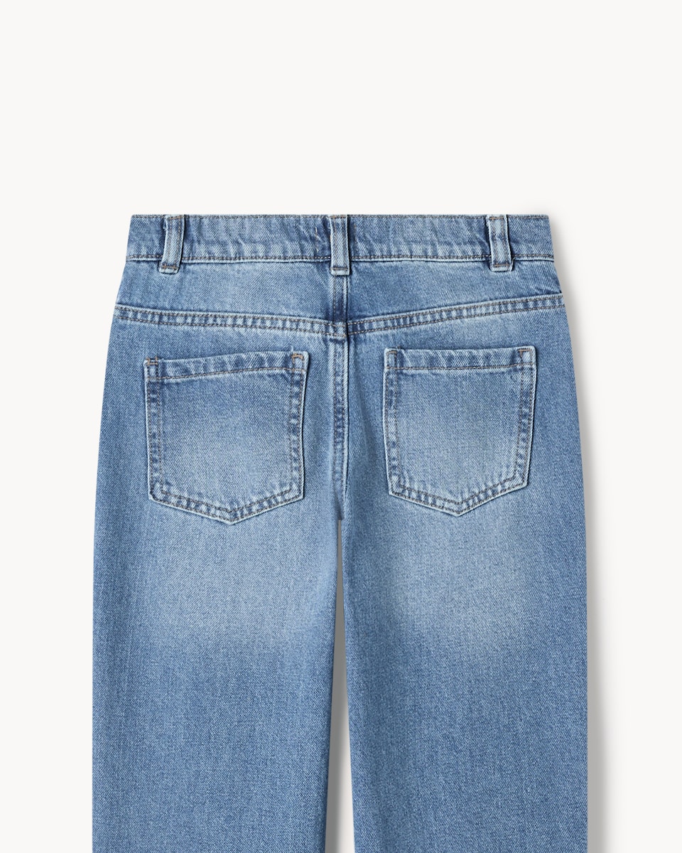 image 1 of F&F Girls Pure Cotton Wide Leg Jeans in Blue