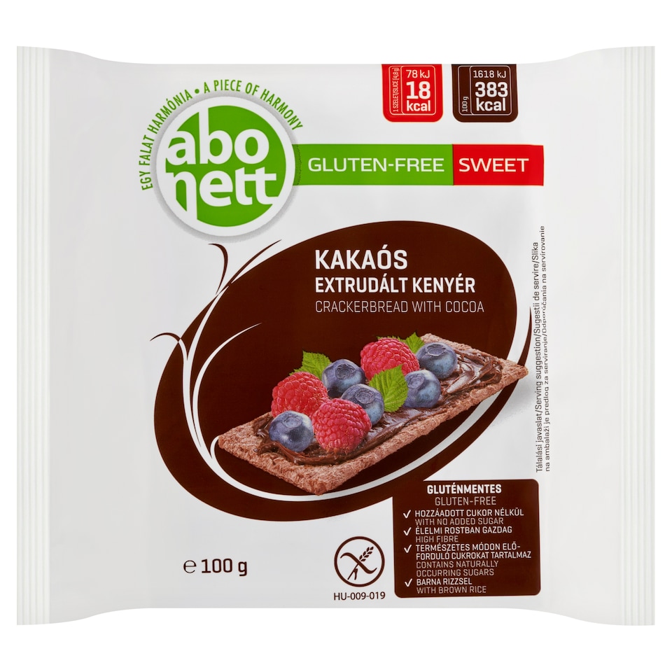 image 1 of Abonett Gluten-Free Cocoa Crackerbread with Sweetener 100 g