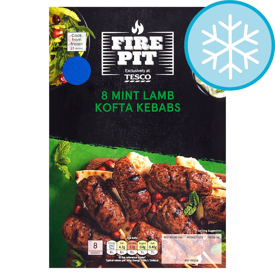 TESCO FIRE PIT 8 MINT LAMB KOFTAS 320G