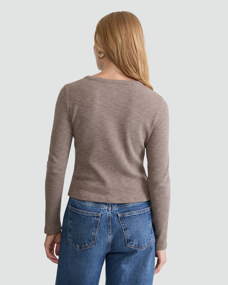 image 1 of F&F Cotton Blend Ribbed Button Up Cardigan in Neutral