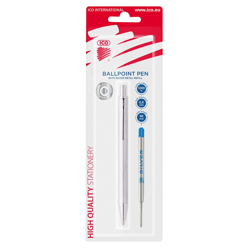 ICO Ballpoint Pen with Push Button Mechanism 1 pcs
