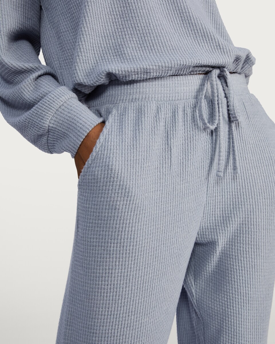 image 1 of F&F Waffle Textured Drawstring Pyjama Set in Blue