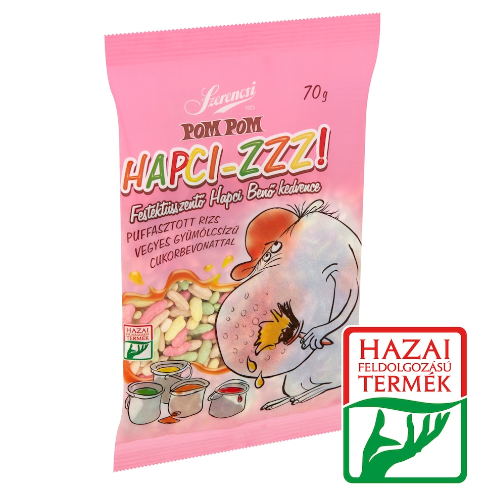 Szerencsi Pom Pom Hapci-Zzz! puffasztott rizs vegyes gyümölcsízű cukorbevonattal 70 g