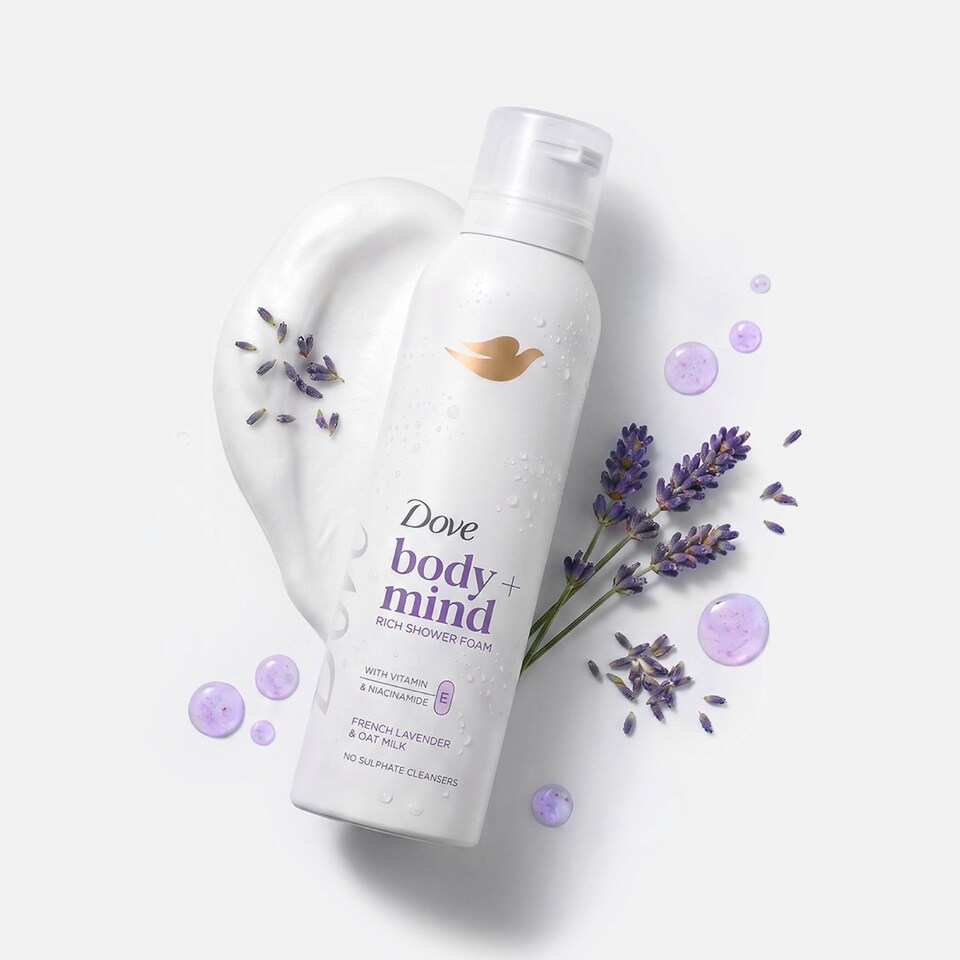 image 1 of Dove Body + Mind French Lavender & Oat Milk Mousse 200ml